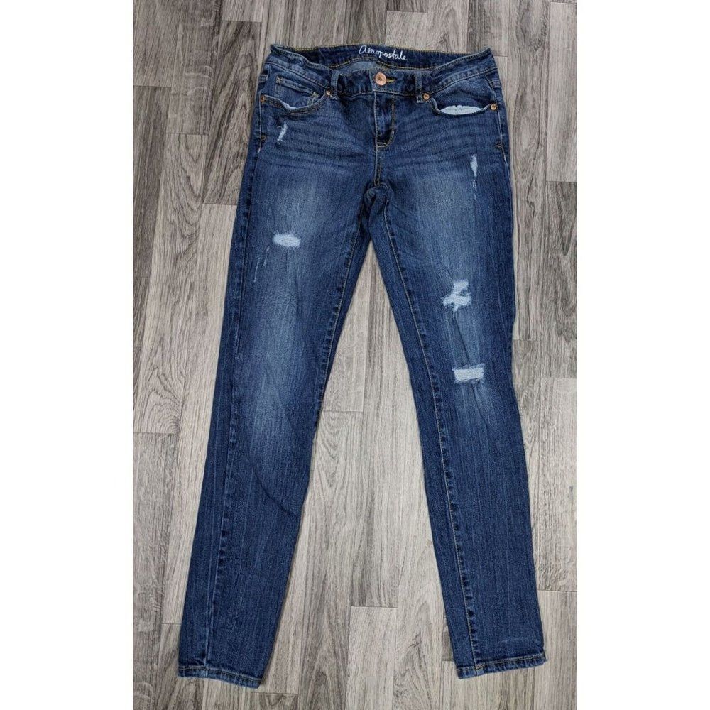(3/$35) Aeropostale Lola Skinny Distressed Embroidered Denim Jean Jeggings